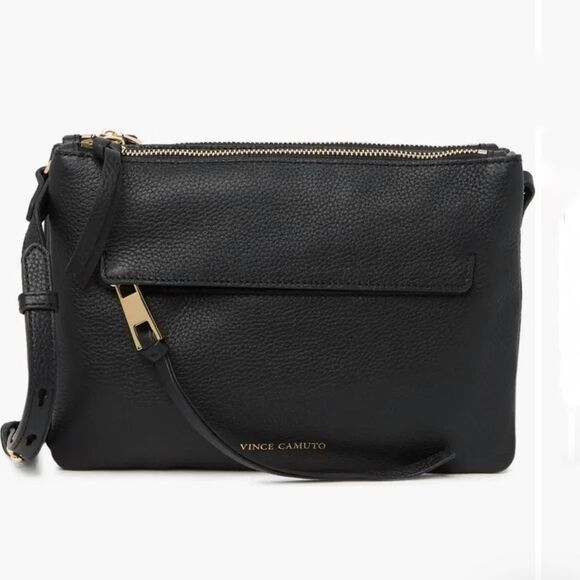 Vince Camuto Black Gally Pebbled Leather Crossbody Bag - Picture 5 of 5